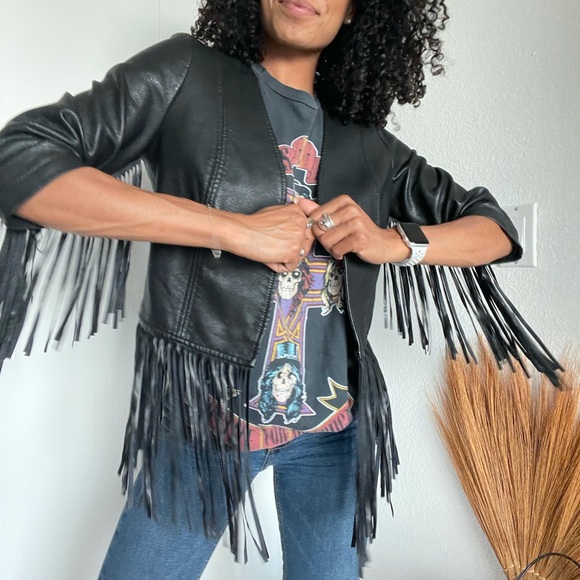 Glamorous Fringe Leather Cropped Coat 